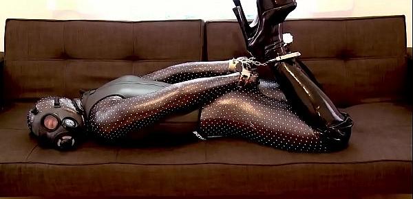  Zentai Hogtcuff on the Sofa